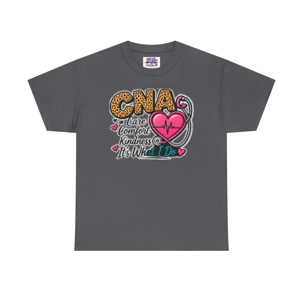 CNA Tee - "Care Comfort Kindness" Heartbeat Stethoscope Shirt for Nursing Assistants