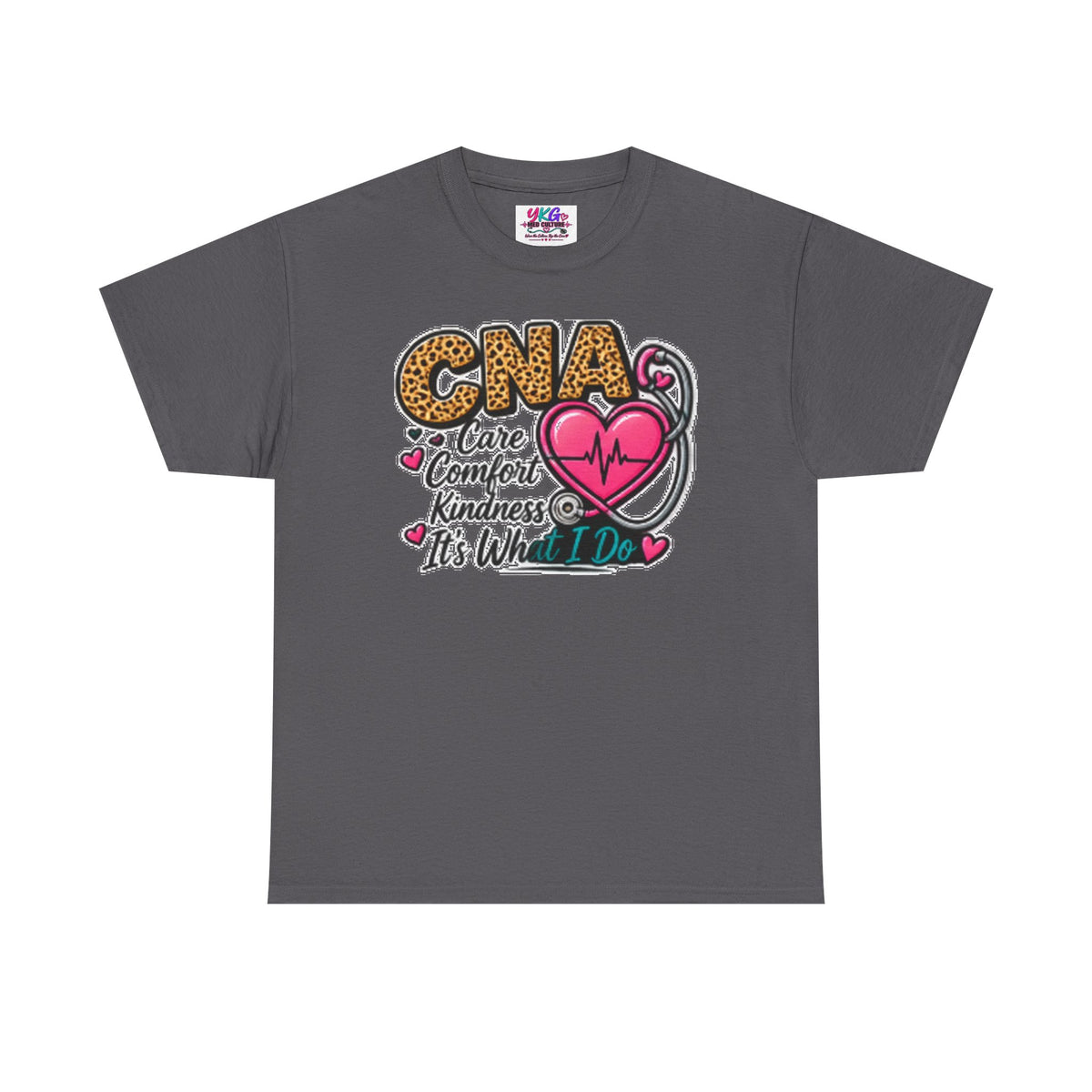 CNA Tee - "Care Comfort Kindness" Heartbeat Stethoscope Shirt for Nursing Assistants