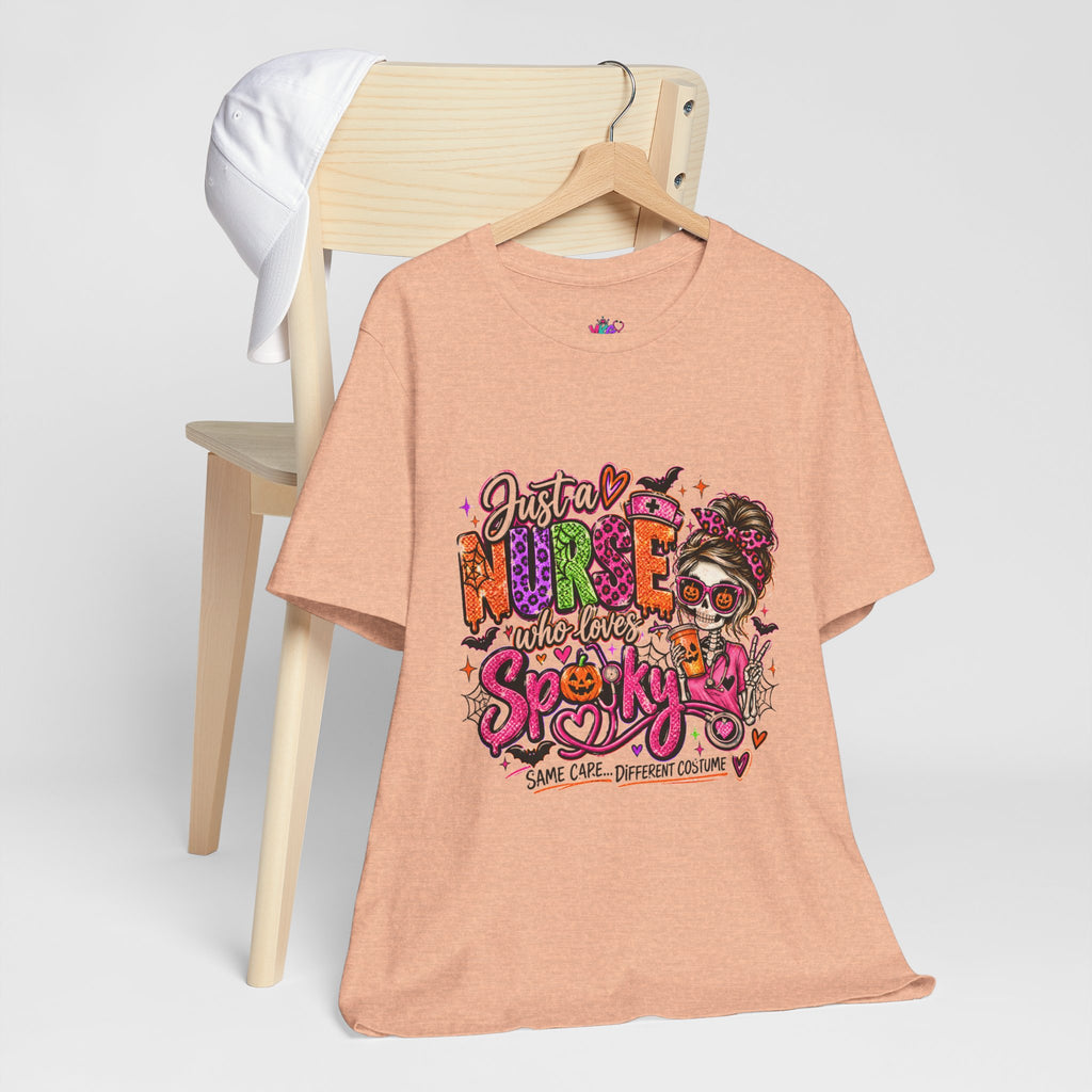 Just a Nurse Who Loves Spooky Tee — Halloween Nurse Graphic Shirt