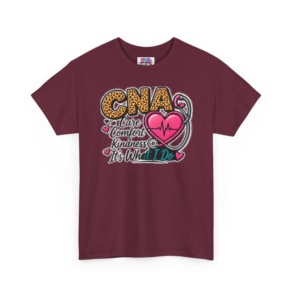 CNA Tee - "Care Comfort Kindness" Heartbeat Stethoscope Shirt for Nursing Assistants