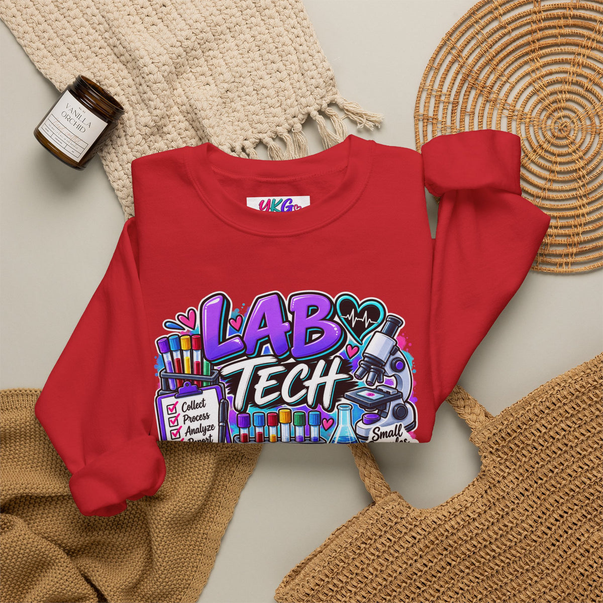 Lab Tech Crewneck Sweatshirt — Colorful Science Lab Technician Graphic
