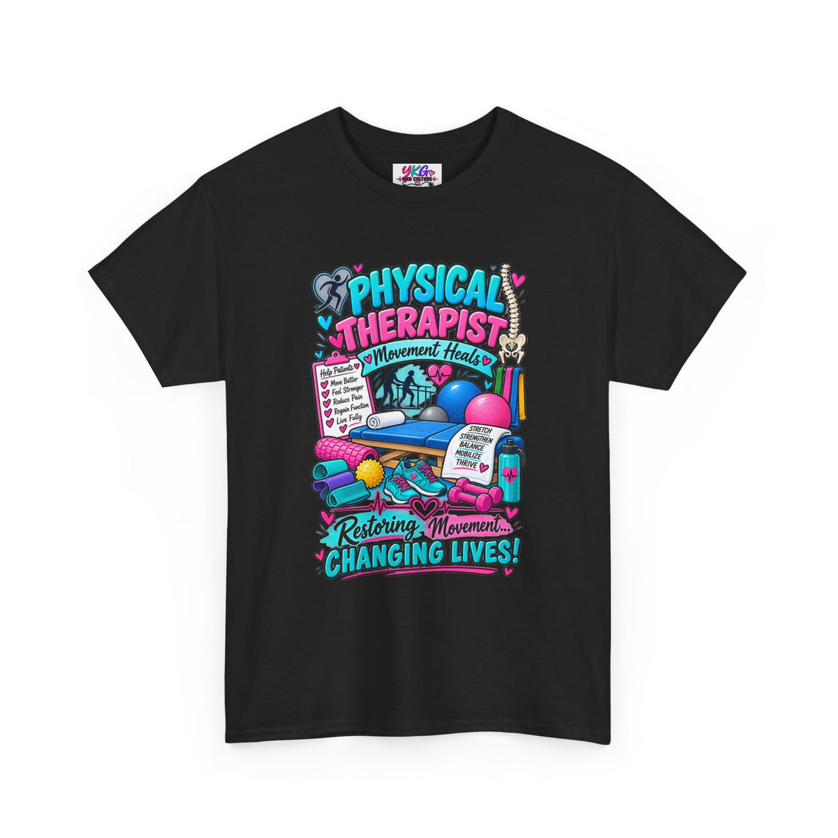 Physical Therapist T-Shirt — "Restoring Movement, Changing Lives" Colorful Rehab Tee
