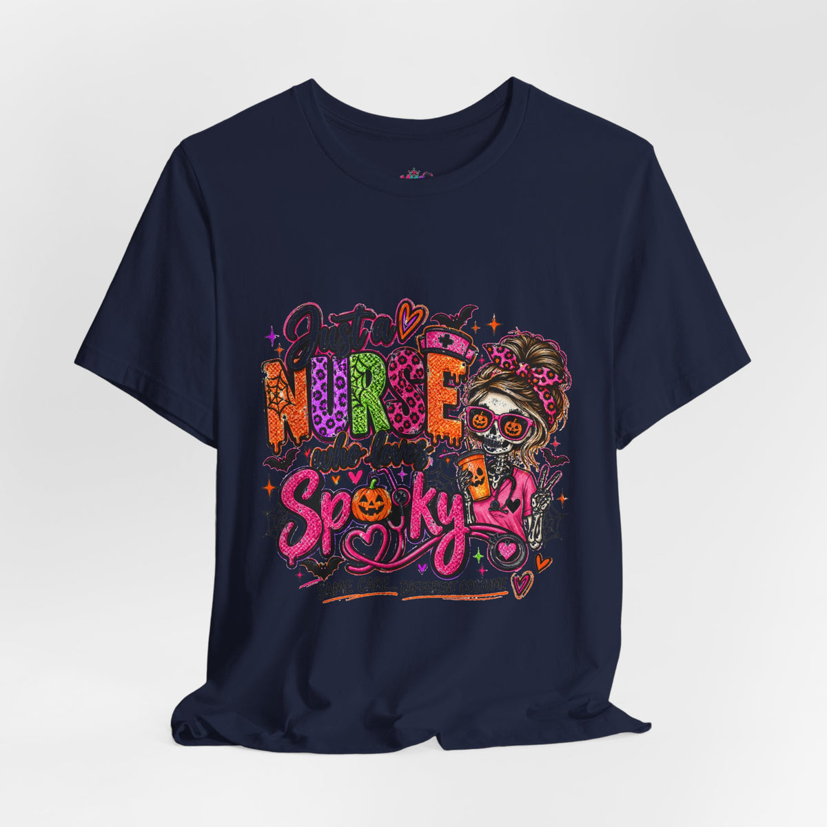 Just a Nurse Who Loves Spooky Tee — Halloween Nurse Graphic Shirt