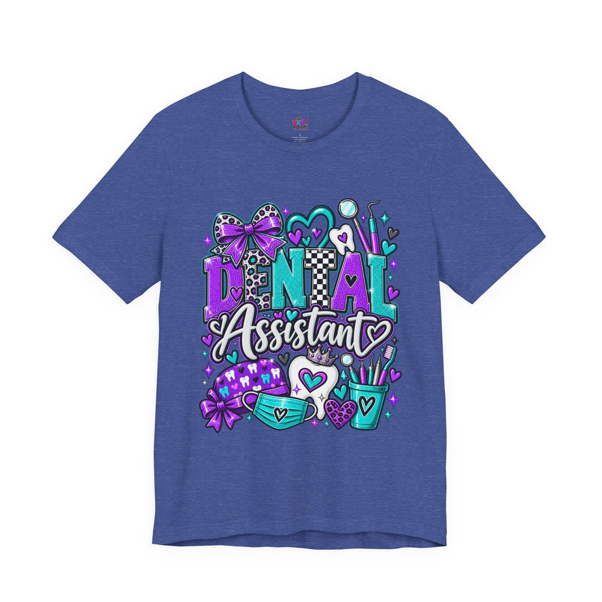Dental Assistant T‑Shirt — Cute Purple & Teal Doodle Design