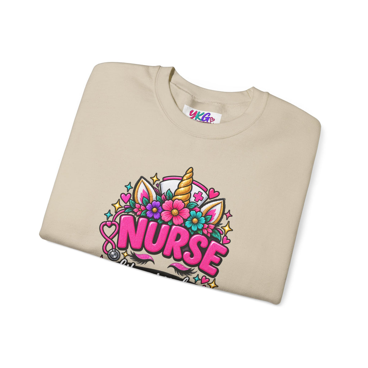 Crewneck Sweatshirt — "Nurse Like a Regular Nurse, Only More Magical" Cute Unicorn Nursing Pullover