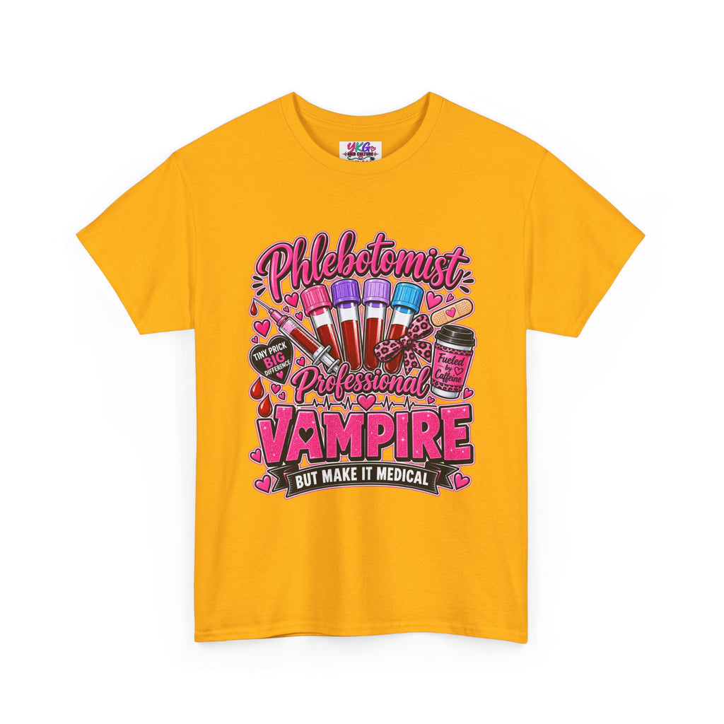 Phlebotomist Vampire T-Shirt – 'Professional Vampire but Make It Medical' Cute Medical Worker Tee
