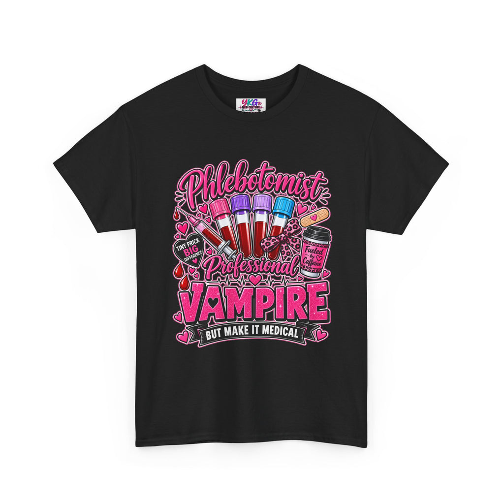 Phlebotomist Vampire T-Shirt – 'Professional Vampire but Make It Medical' Cute Medical Worker Tee