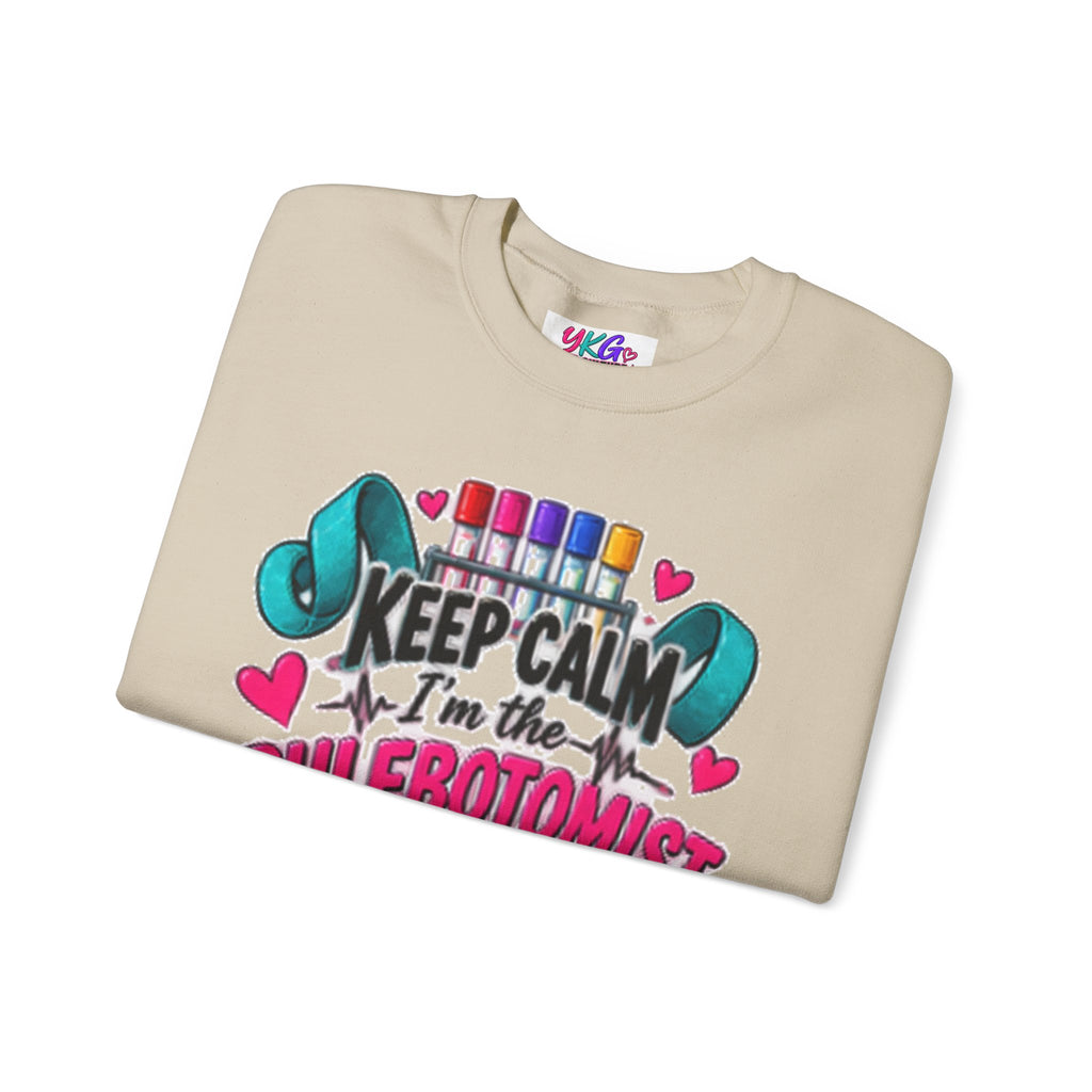 Phlebotomist Crewneck Sweatshirt – 'Keep Calm I'm the Phlebotomist' Cute Medical Gift