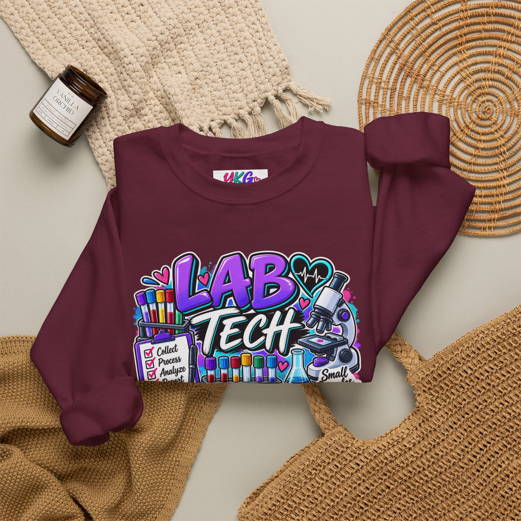 Lab Tech Crewneck Sweatshirt — Colorful Science Lab Technician Graphic
