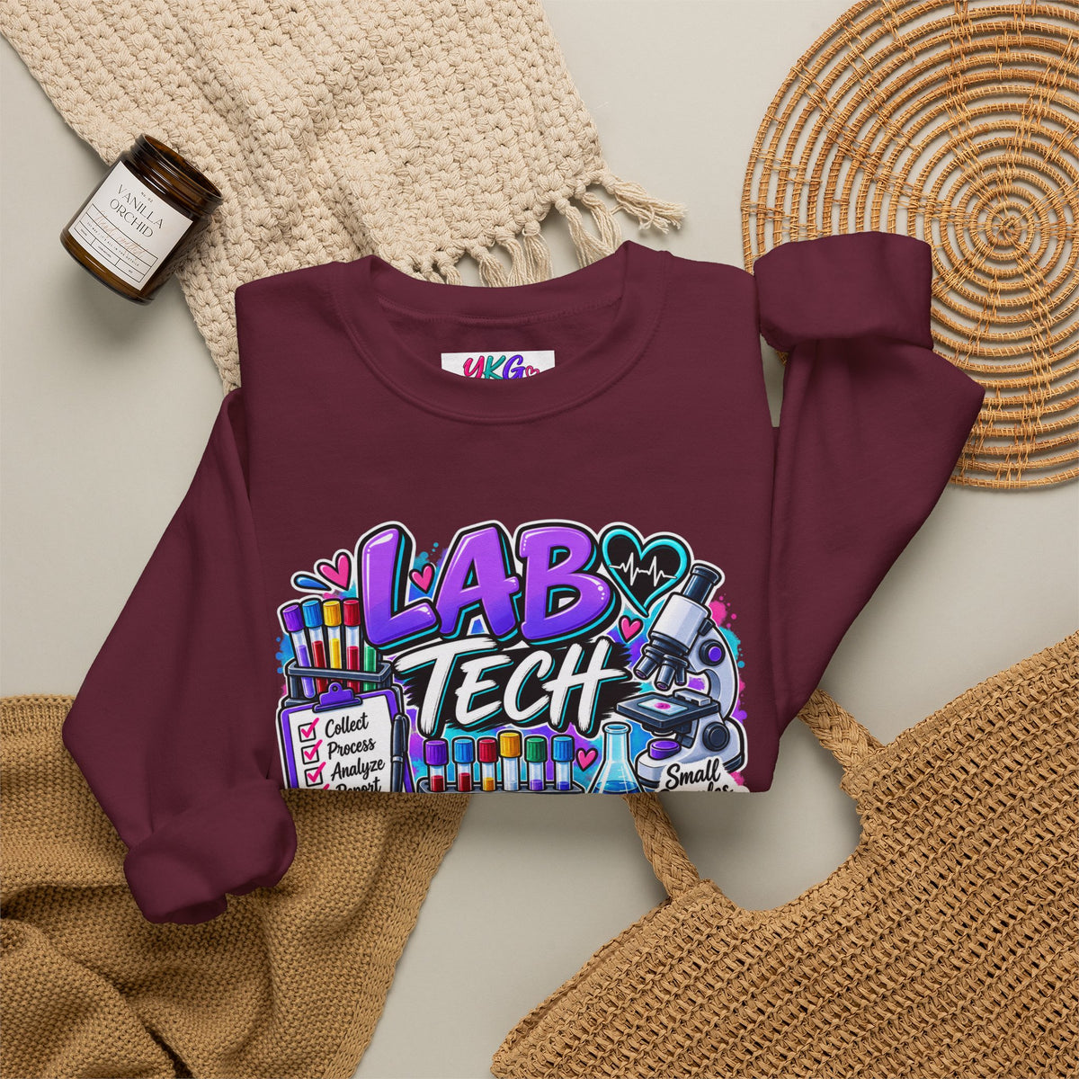 Lab Tech Crewneck Sweatshirt — Colorful Science Lab Technician Graphic