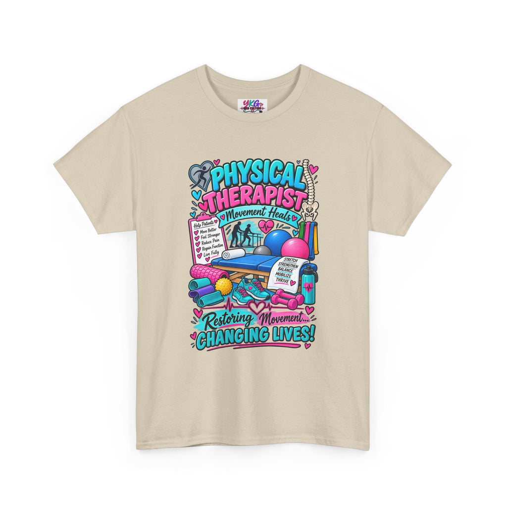 Physical Therapist T-Shirt — "Restoring Movement, Changing Lives" Colorful Rehab Tee