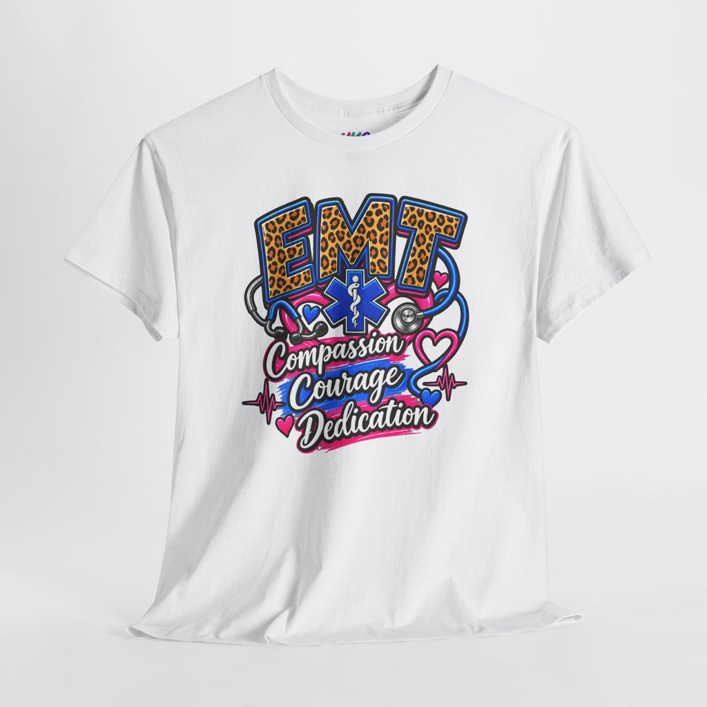 EMT Compassion Courage Dedication T-Shirt — Paramedic & First Responder Tribute Tee