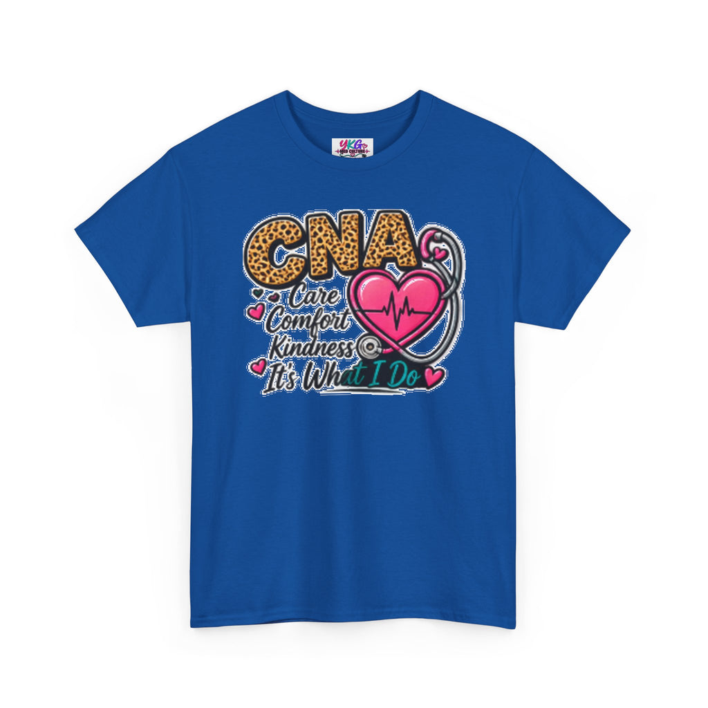 CNA Tee - "Care Comfort Kindness" Heartbeat Stethoscope Shirt for Nursing Assistants
