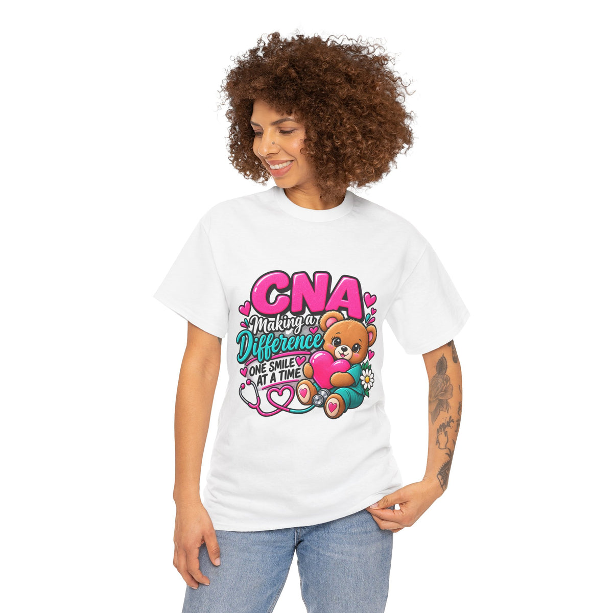 CNA Making a Difference Teddy T‑Shirt — Cute Caregiver Appreciation Tee