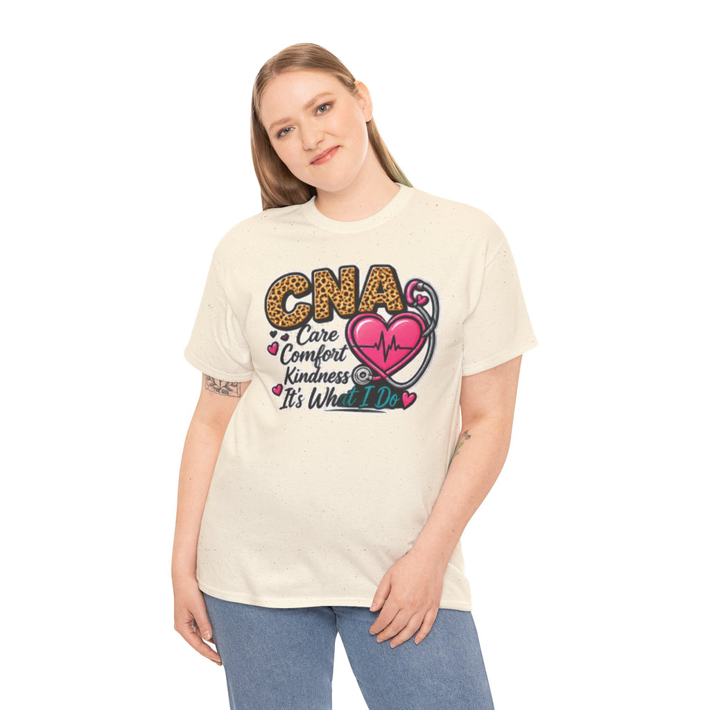 CNA Tee - "Care Comfort Kindness" Heartbeat Stethoscope Shirt for Nursing Assistants