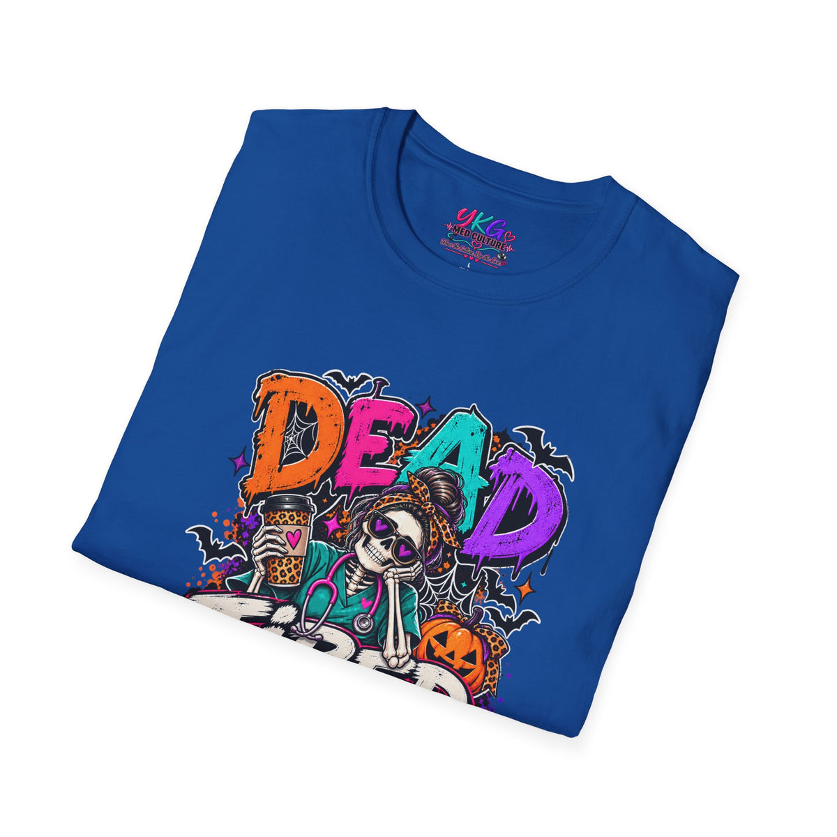 Dead Tired Still Caring Graphic T-Shirt — Funny Gothic Skull Tee