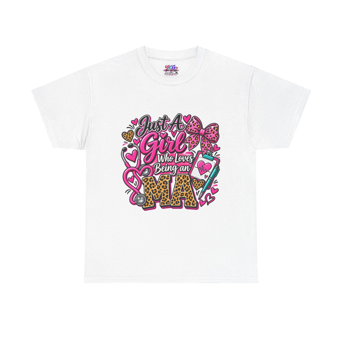Girls Who Love Being an Medical Assistant T-Shirt — Cute Pink Leopard Nurse Tee