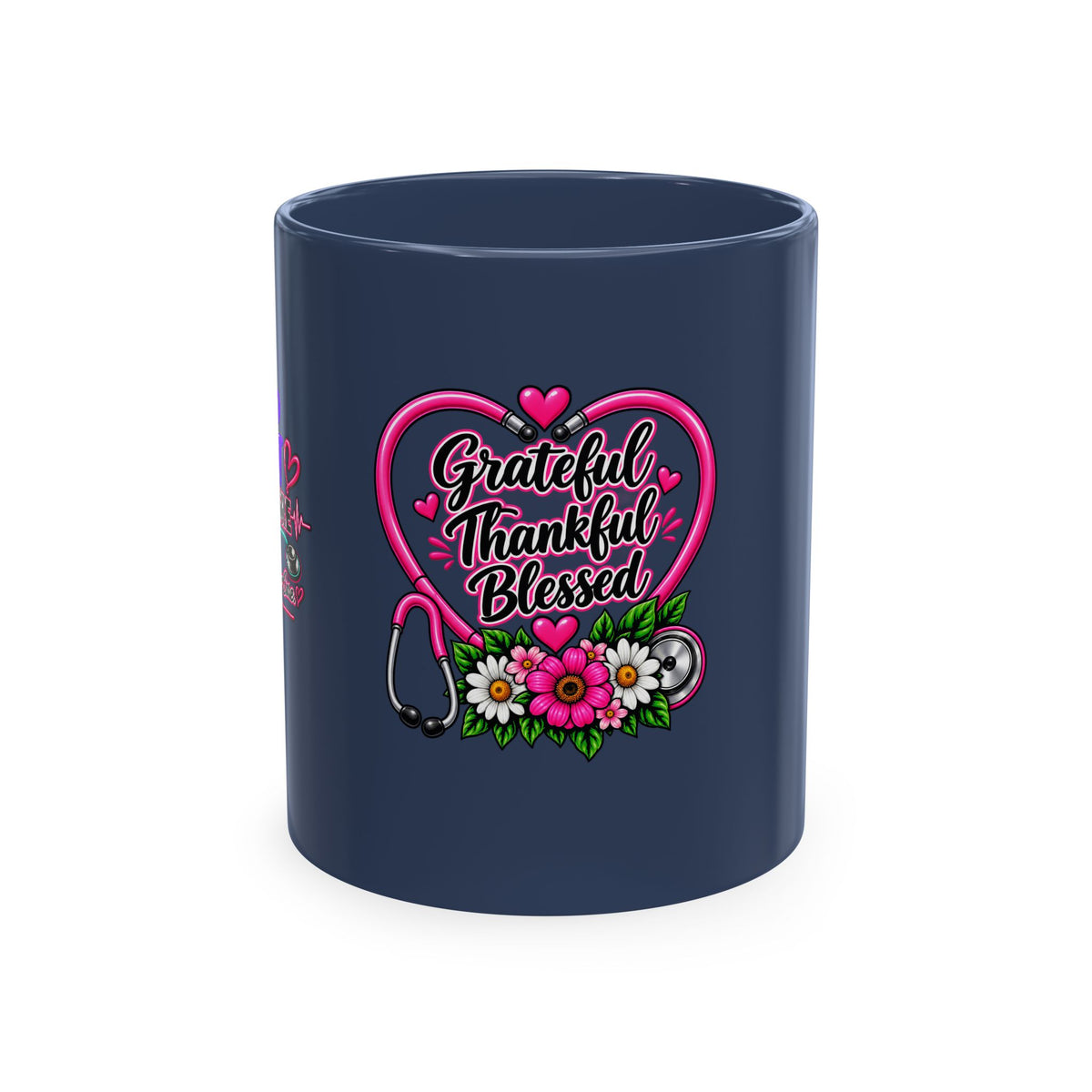 Grateful Thankful Blessed Nurse Mug — Floral Stethoscope Ceramic Coffee Cup