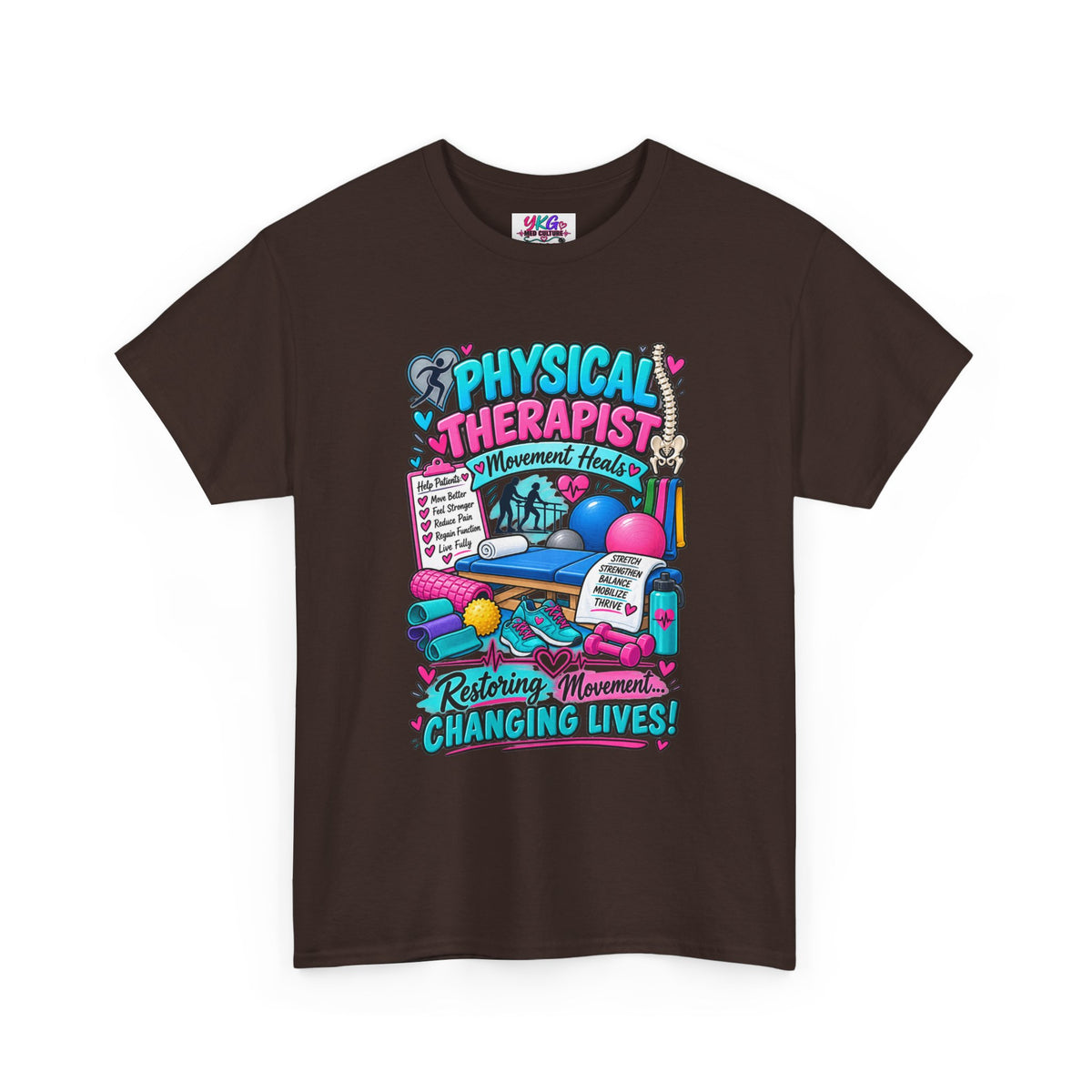 Physical Therapist T-Shirt — "Restoring Movement, Changing Lives" Colorful Rehab Tee