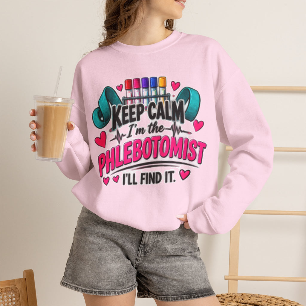Phlebotomist Crewneck Sweatshirt – 'Keep Calm I'm the Phlebotomist' Cute Medical Gift