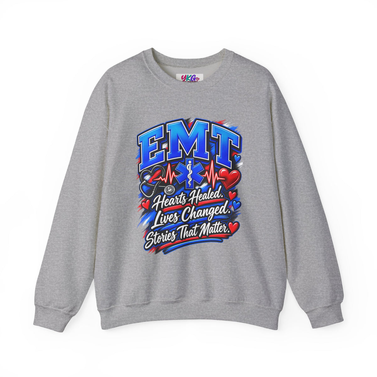 EMT Crewneck Sweatshirt — Hearts Healed, Lives Changed, Stories That Matter