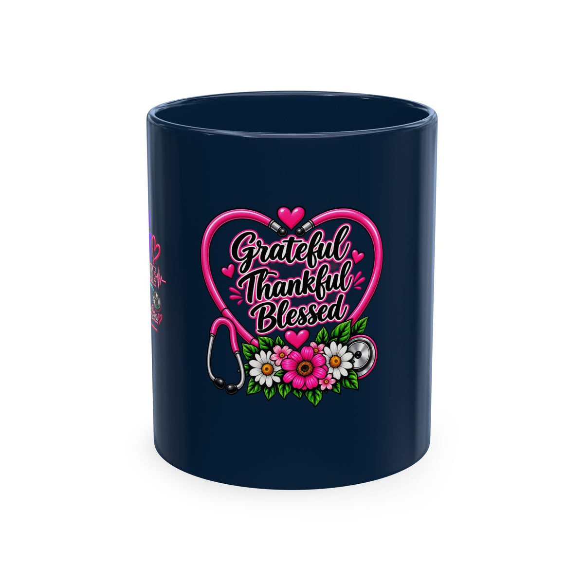 Grateful Thankful Blessed Nurse Mug — Floral Stethoscope Ceramic Coffee Cup
