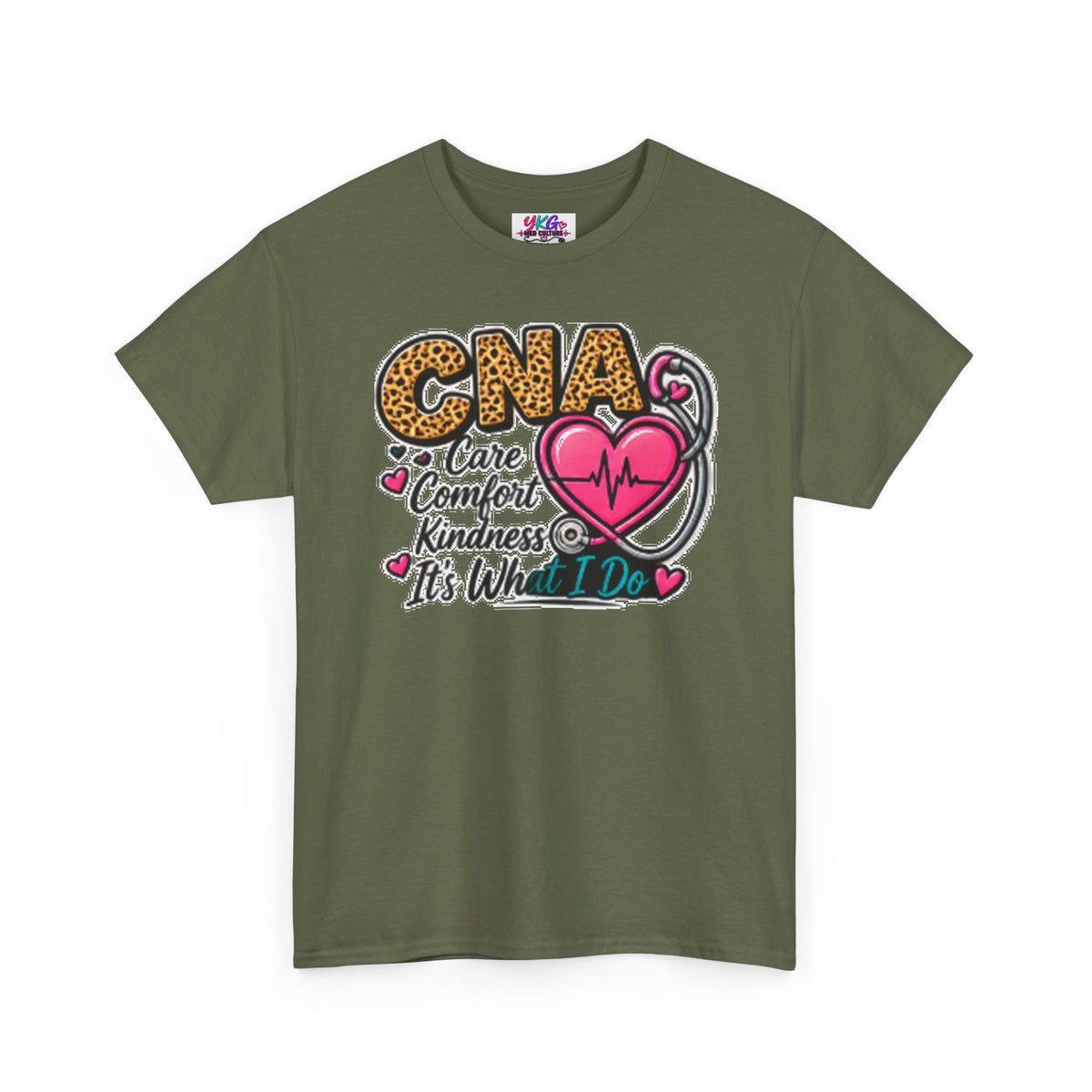 CNA Tee - "Care Comfort Kindness" Heartbeat Stethoscope Shirt for Nursing Assistants
