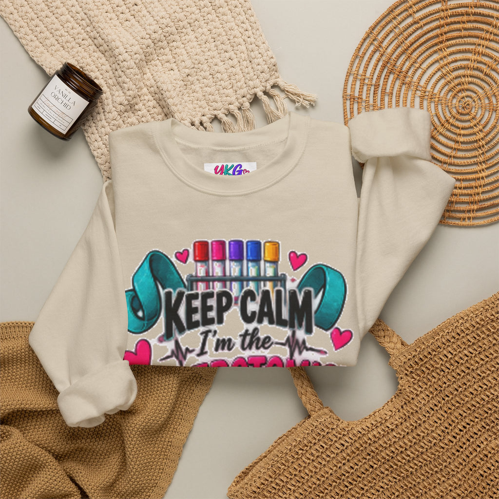 Phlebotomist Crewneck Sweatshirt – 'Keep Calm I'm the Phlebotomist' Cute Medical Gift