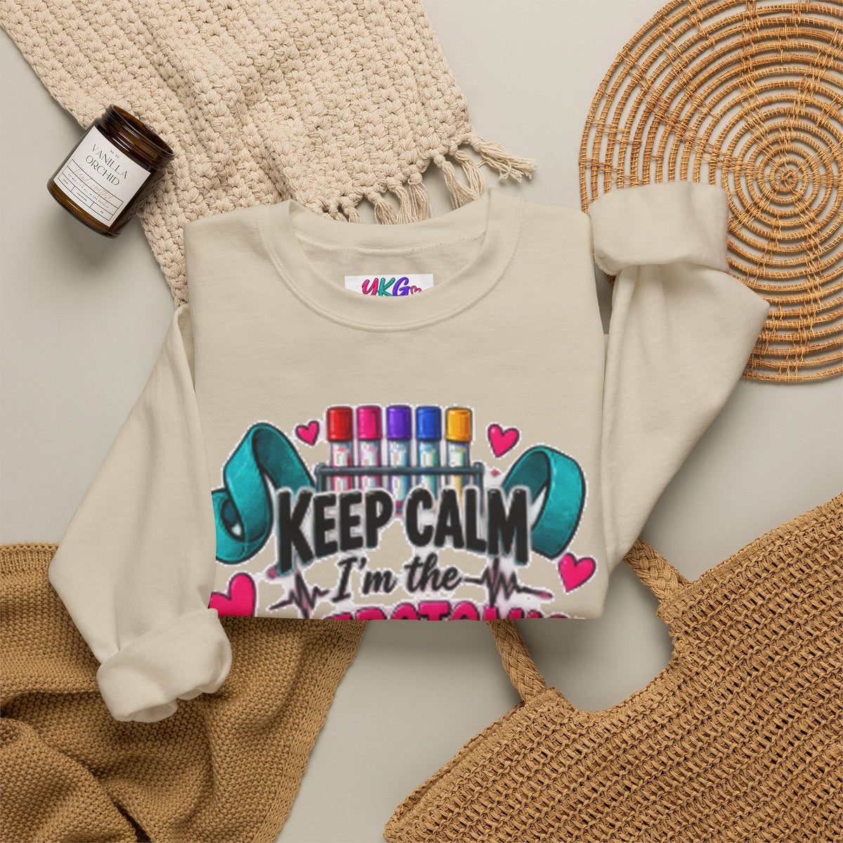 Phlebotomist Crewneck Sweatshirt – 'Keep Calm I'm the Phlebotomist' Cute Medical Gift