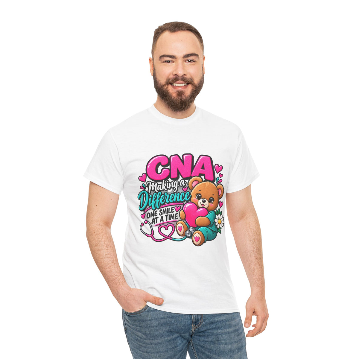CNA Making a Difference Teddy T‑Shirt — Cute Caregiver Appreciation Tee