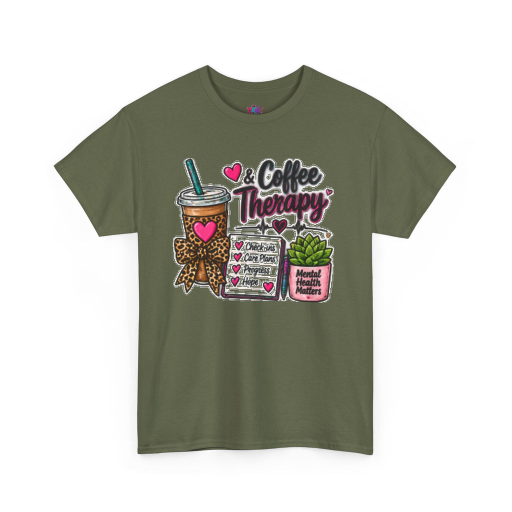 Coffee Therapy T-Shirt — Coffee, Plants & Self-Care Graphic Tee