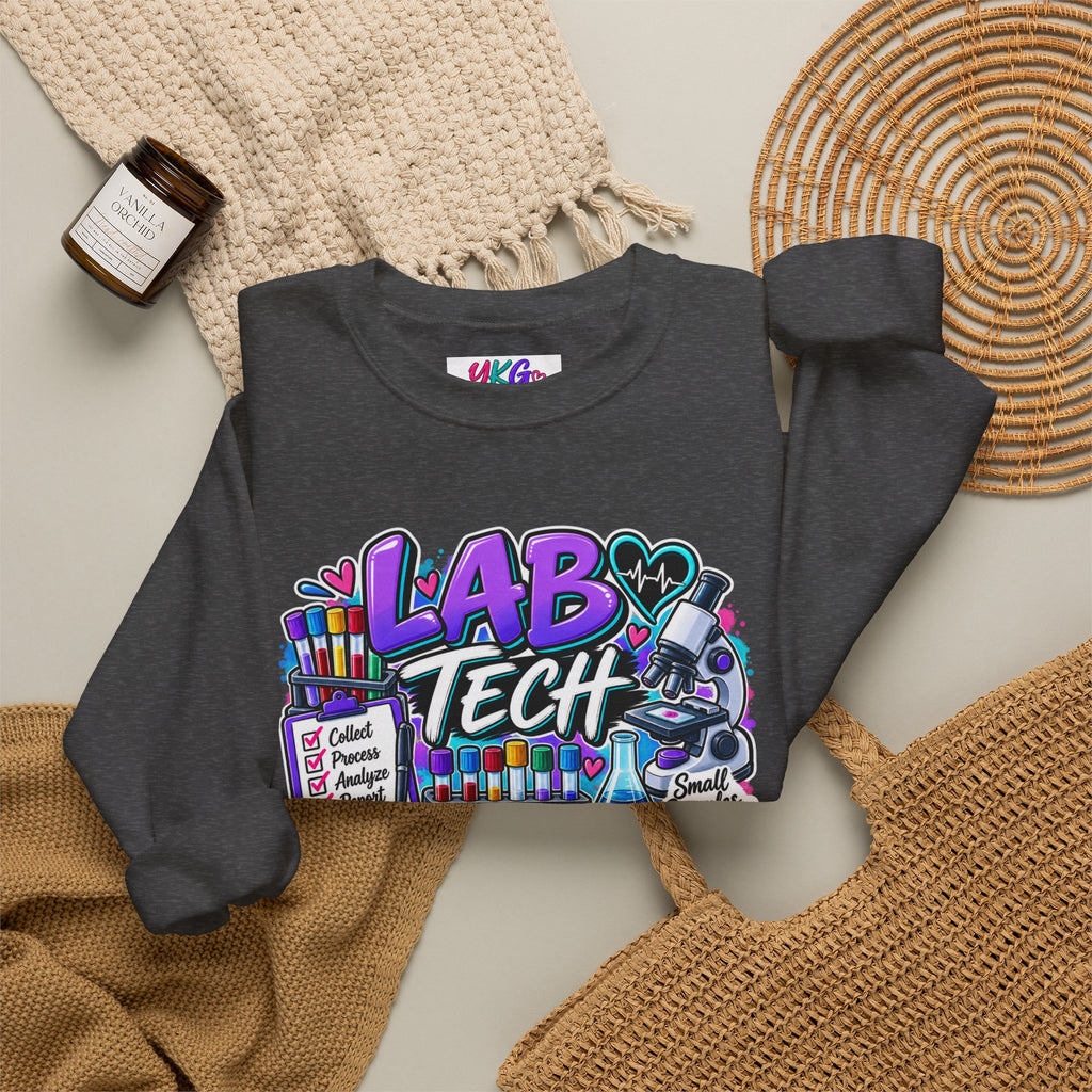 Lab Tech Crewneck Sweatshirt — Colorful Science Lab Technician Graphic