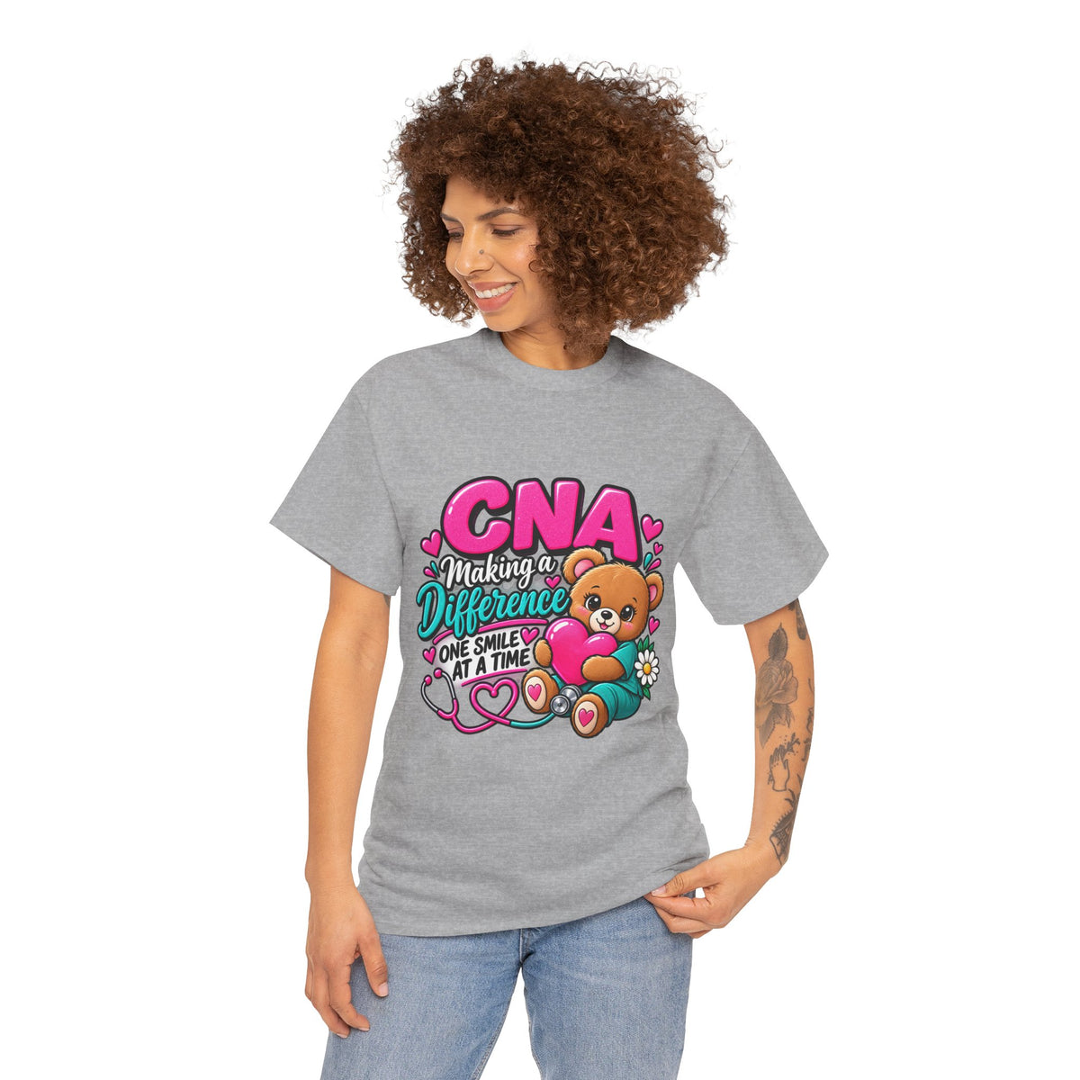 CNA Making a Difference Teddy T‑Shirt — Cute Caregiver Appreciation Tee