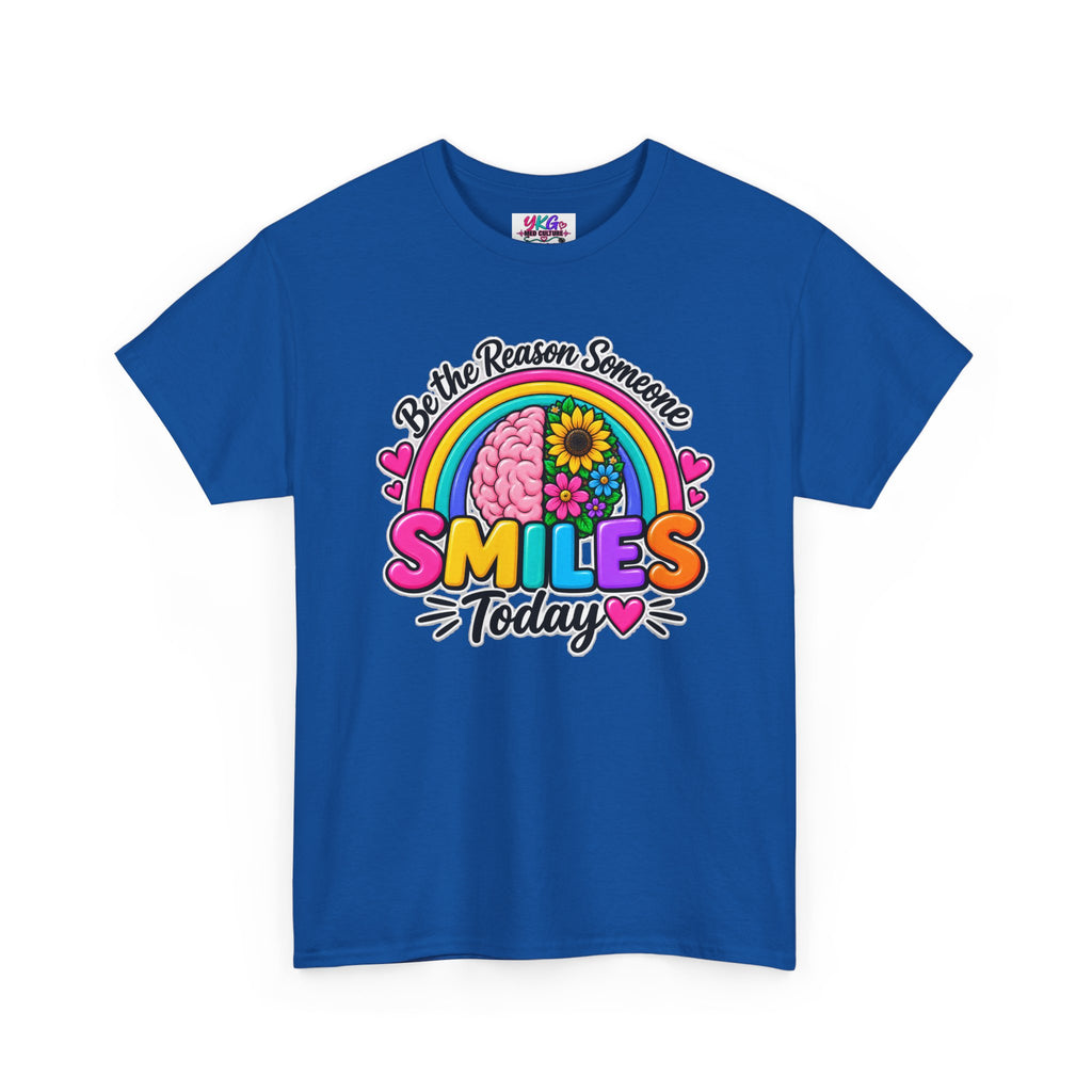 Smiles Today Rainbow Tee — "Be the Reason Someone Smiles Today" Positive Graphic Shirt