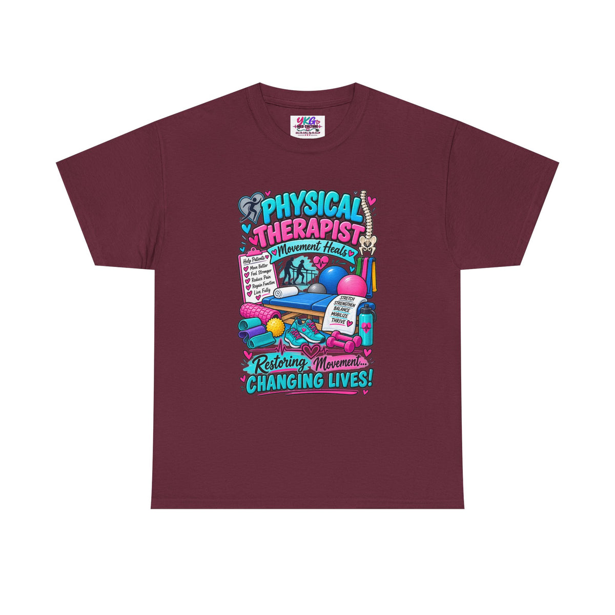 Physical Therapist T-Shirt — "Restoring Movement, Changing Lives" Colorful Rehab Tee