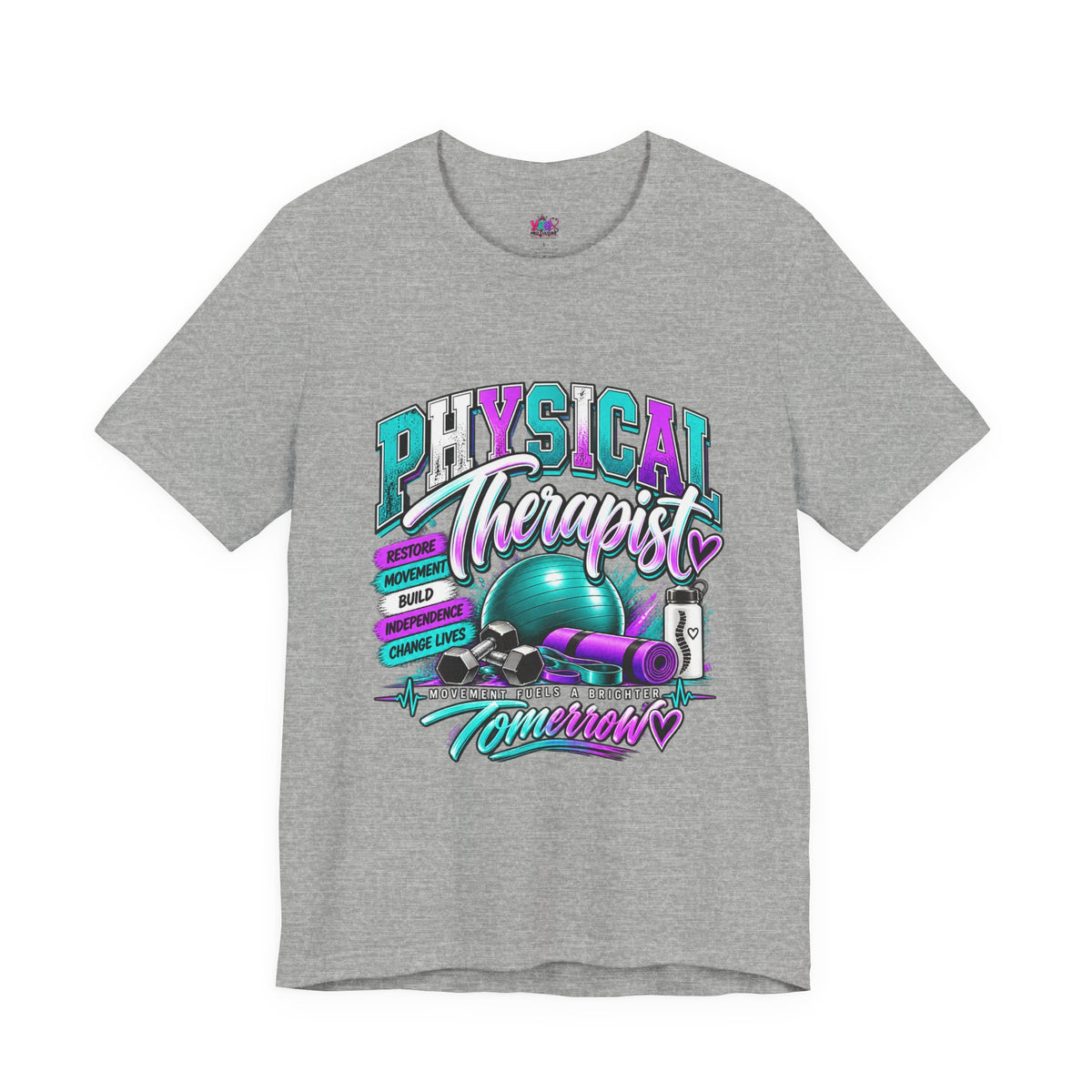 Physical Therapist Tee — Retro Fitness Graphic Shirt ("Physical Therapist: Helping People Move, Change Lives")