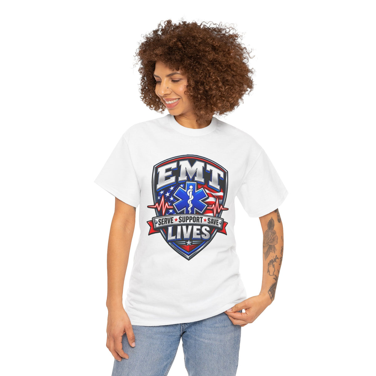 EMT Lives Tee — "Serve • Support • Save" EMS Shield Shirt