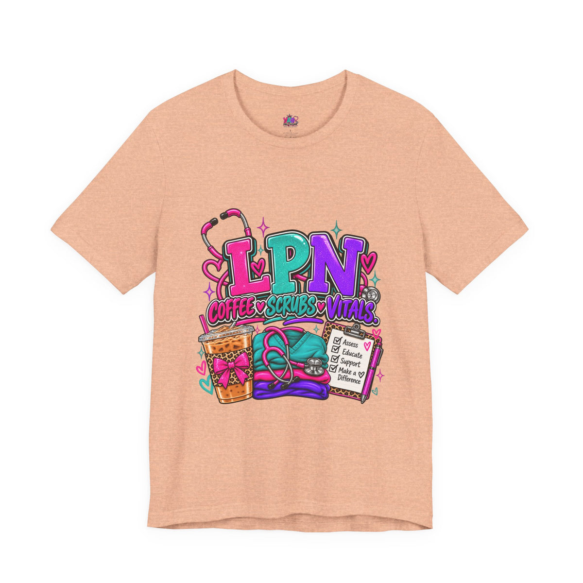 LPN T-Shirt — “Coffee • Scrubs • Vitals” Licensed Practical Nurse Graphic Tee