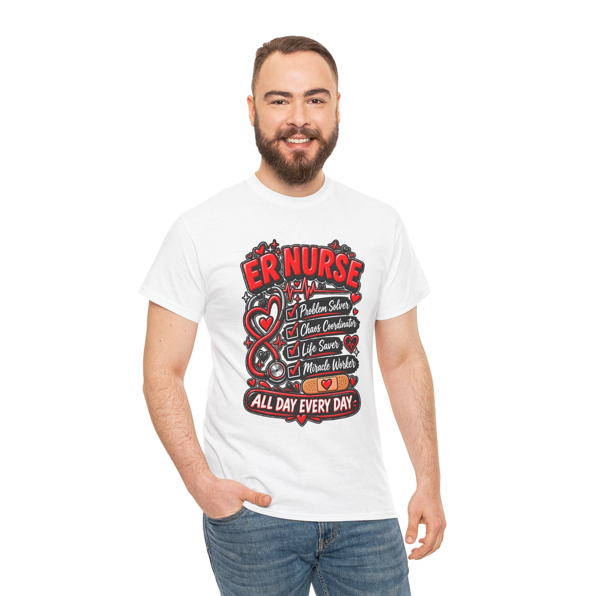ER Nurse T-Shirt — "All Day Every Day" Proud Emergency RN Graphic Tee