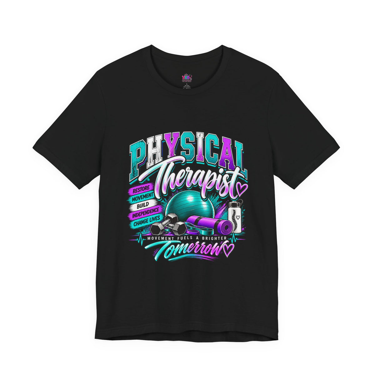 Physical Therapist Tee — Retro Fitness Graphic Shirt ("Physical Therapist: Helping People Move, Change Lives")