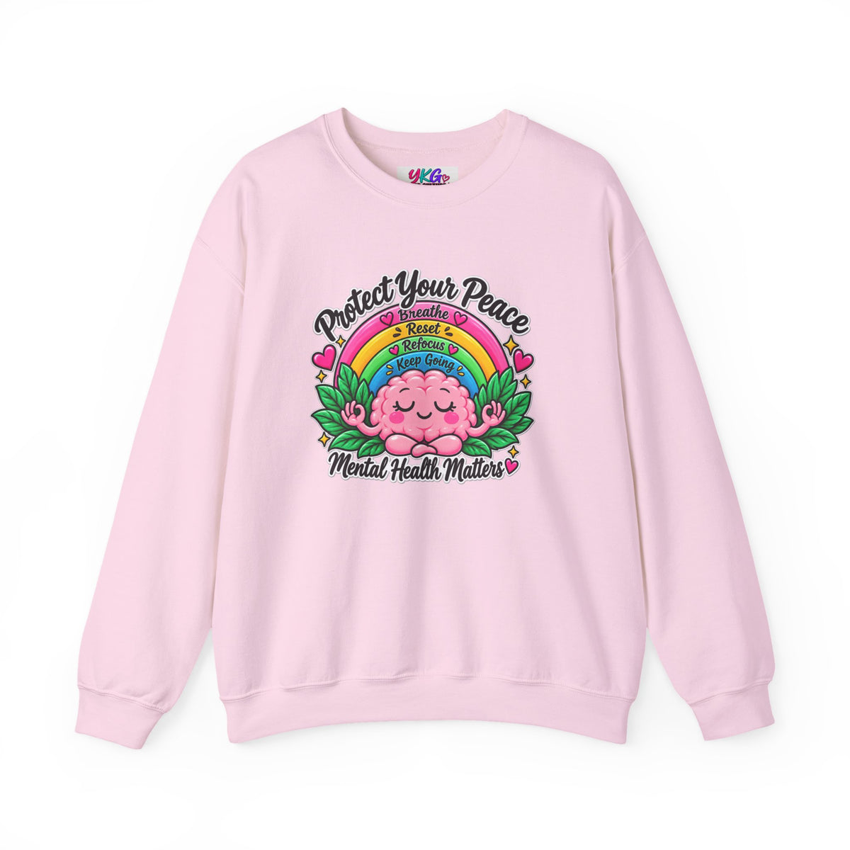 Protect Your Peace Crewneck Sweatshirt — Mental Health Matters Rainbow Brain