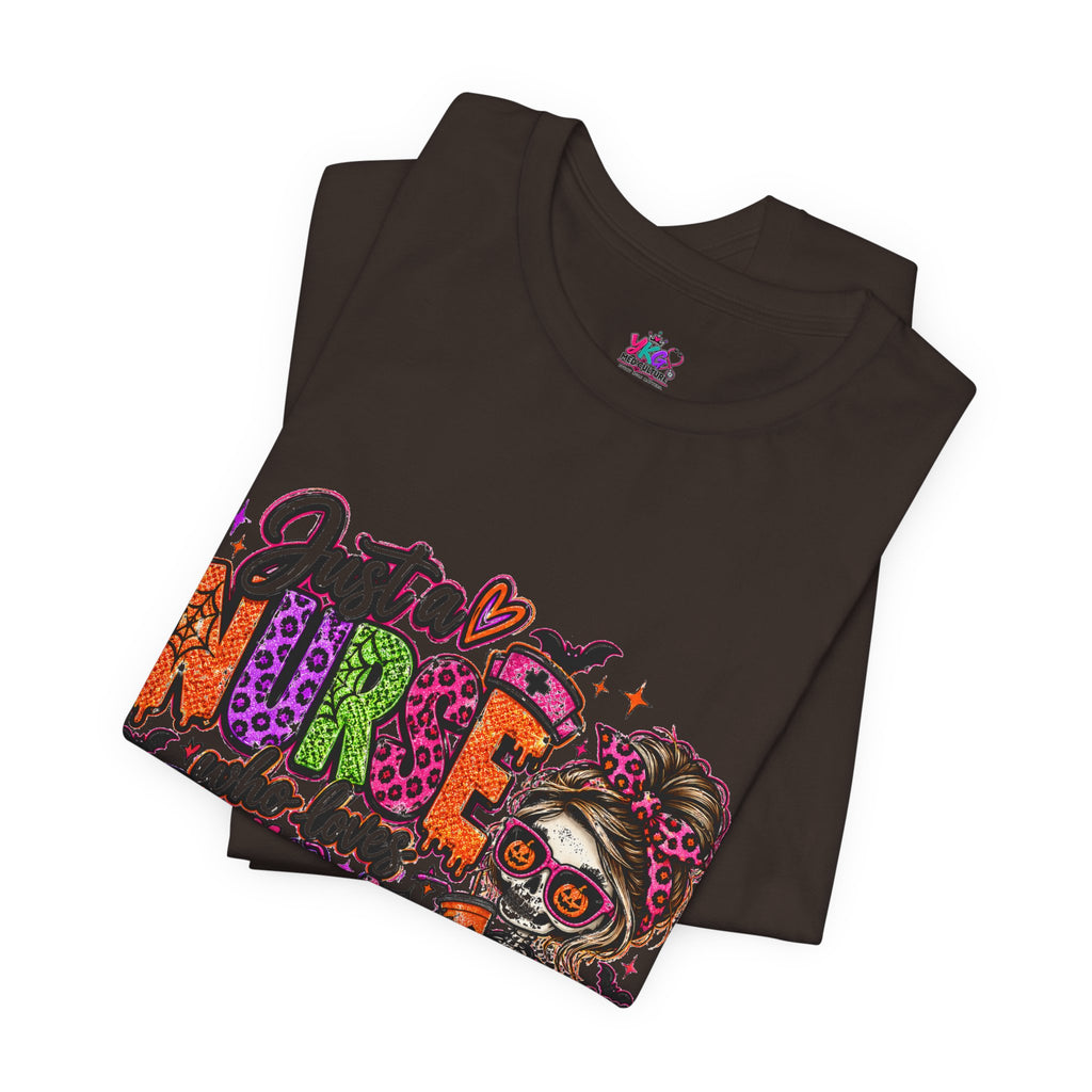 Just a Nurse Who Loves Spooky Tee — Halloween Nurse Graphic Shirt
