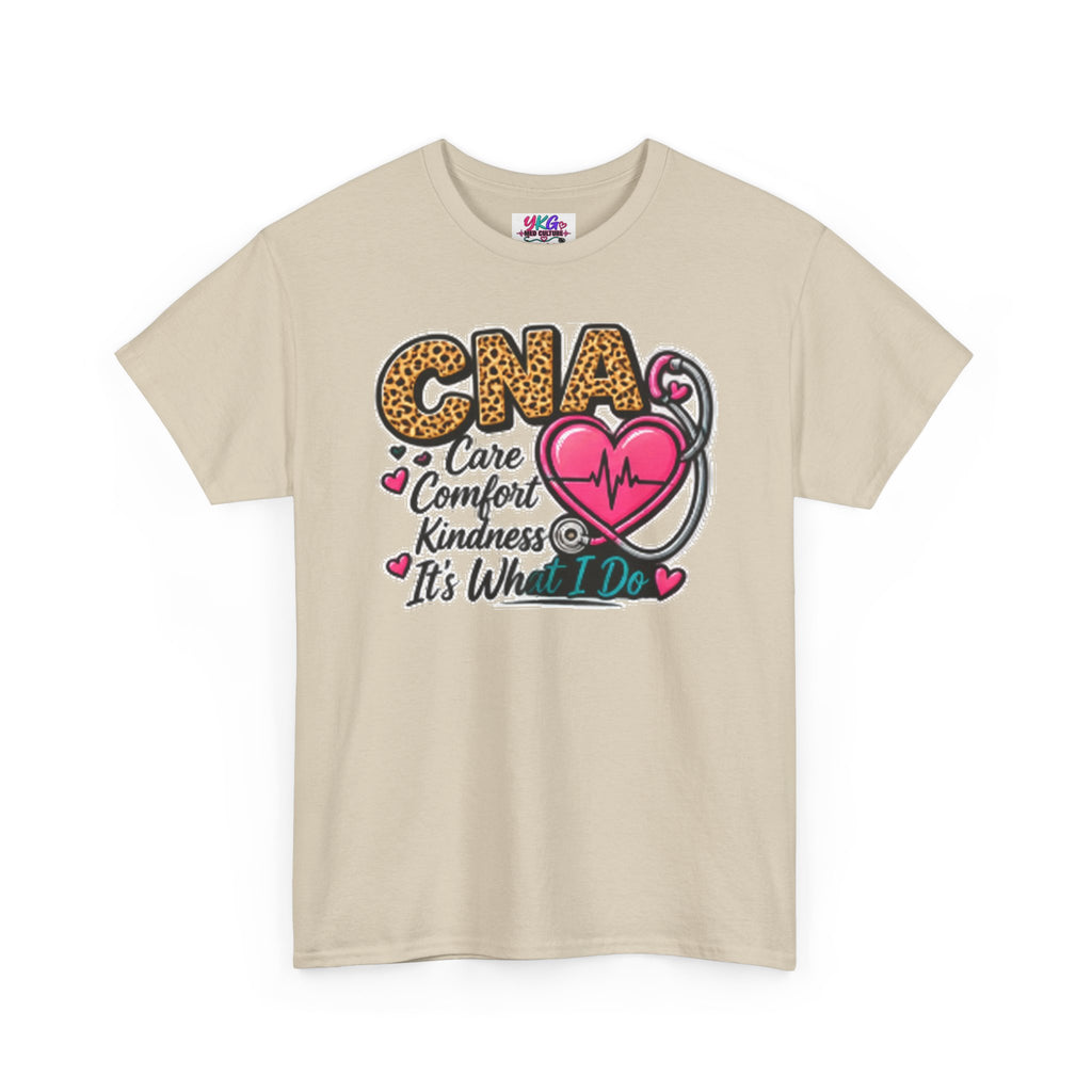 CNA Tee - "Care Comfort Kindness" Heartbeat Stethoscope Shirt for Nursing Assistants