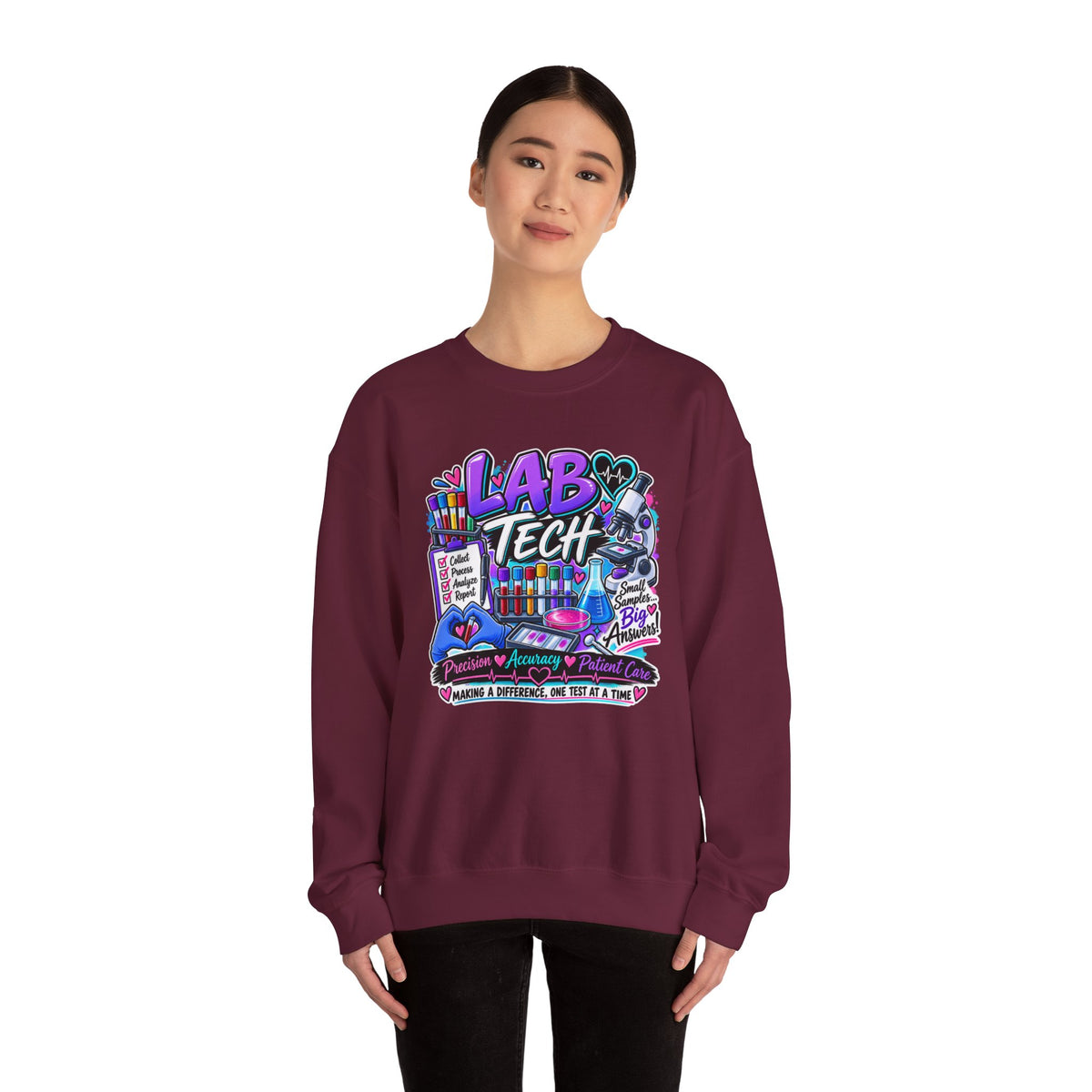 Lab Tech Crewneck Sweatshirt — Colorful Science Lab Technician Graphic