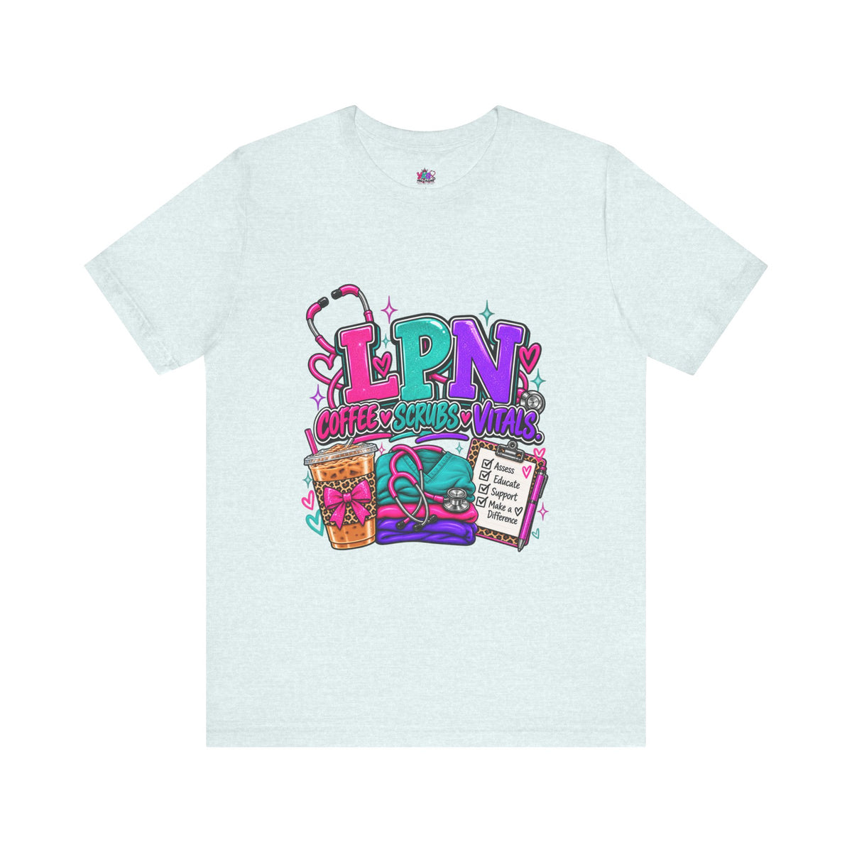 LPN T-Shirt — “Coffee • Scrubs • Vitals” Licensed Practical Nurse Graphic Tee
