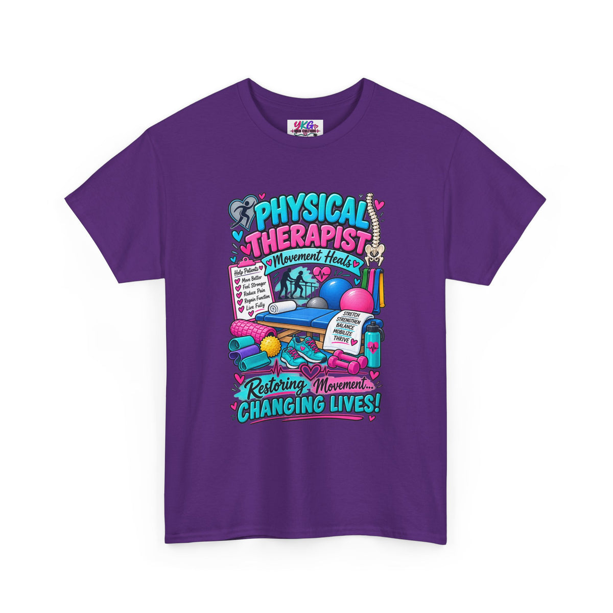 Physical Therapist T-Shirt — "Restoring Movement, Changing Lives" Colorful Rehab Tee