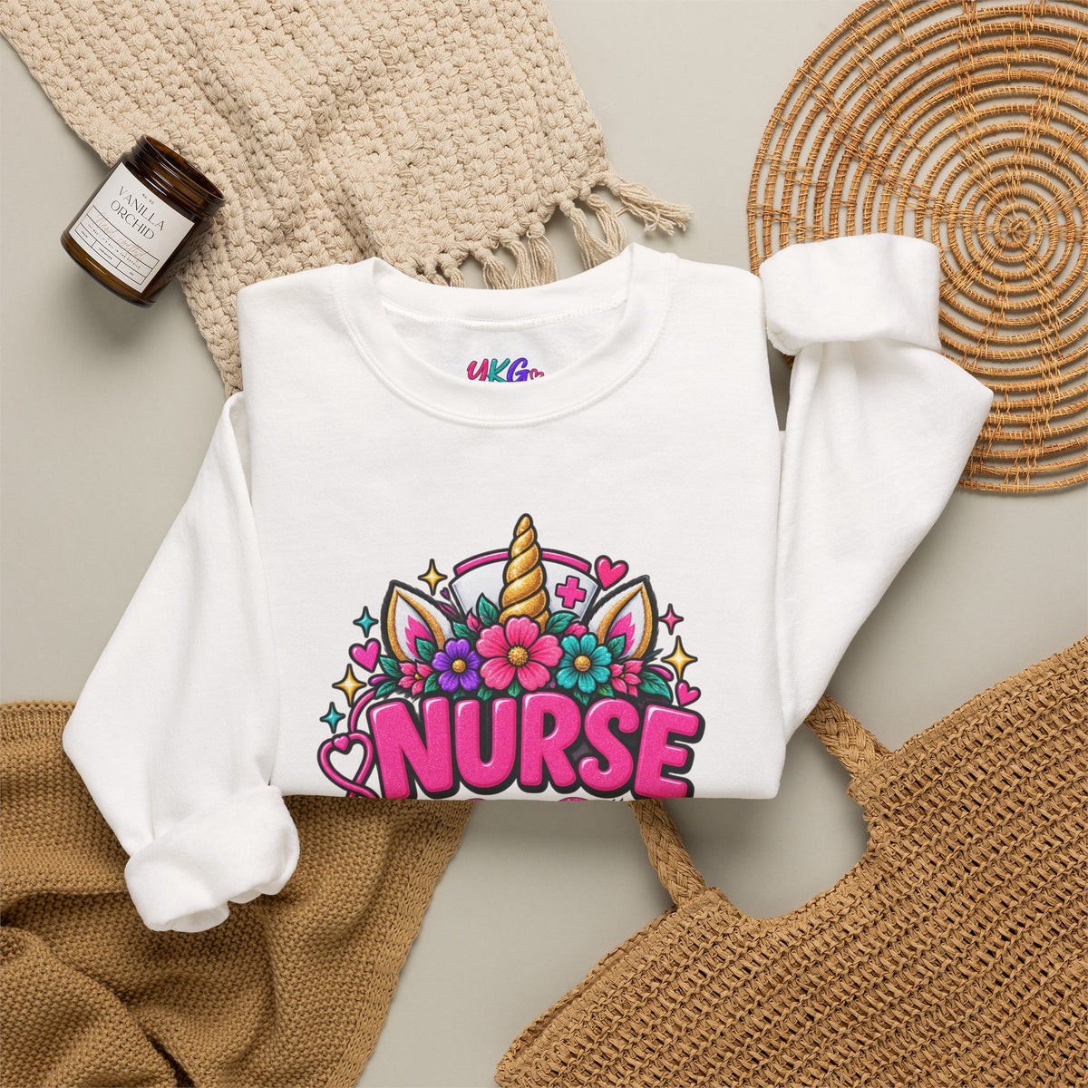 Crewneck Sweatshirt — "Nurse Like a Regular Nurse, Only More Magical" Cute Unicorn Nursing Pullover