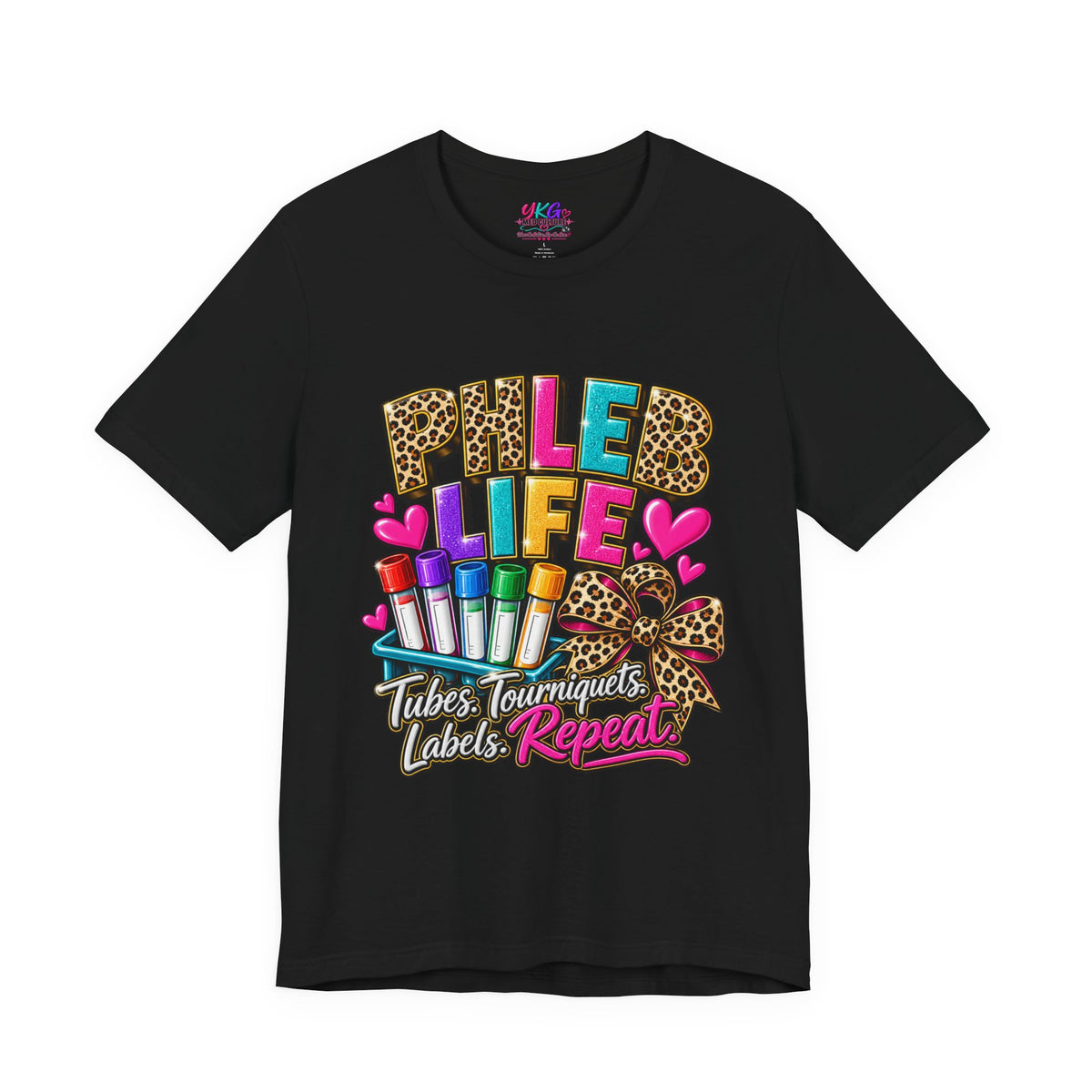 Phlebotomist Squad Tee — "Tubes, Turnarounds, Labels, Repeat" Graphic Shirt
