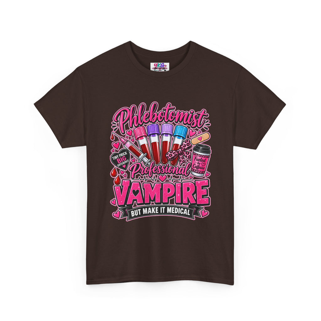 Phlebotomist Vampire T-Shirt – 'Professional Vampire but Make It Medical' Cute Medical Worker Tee