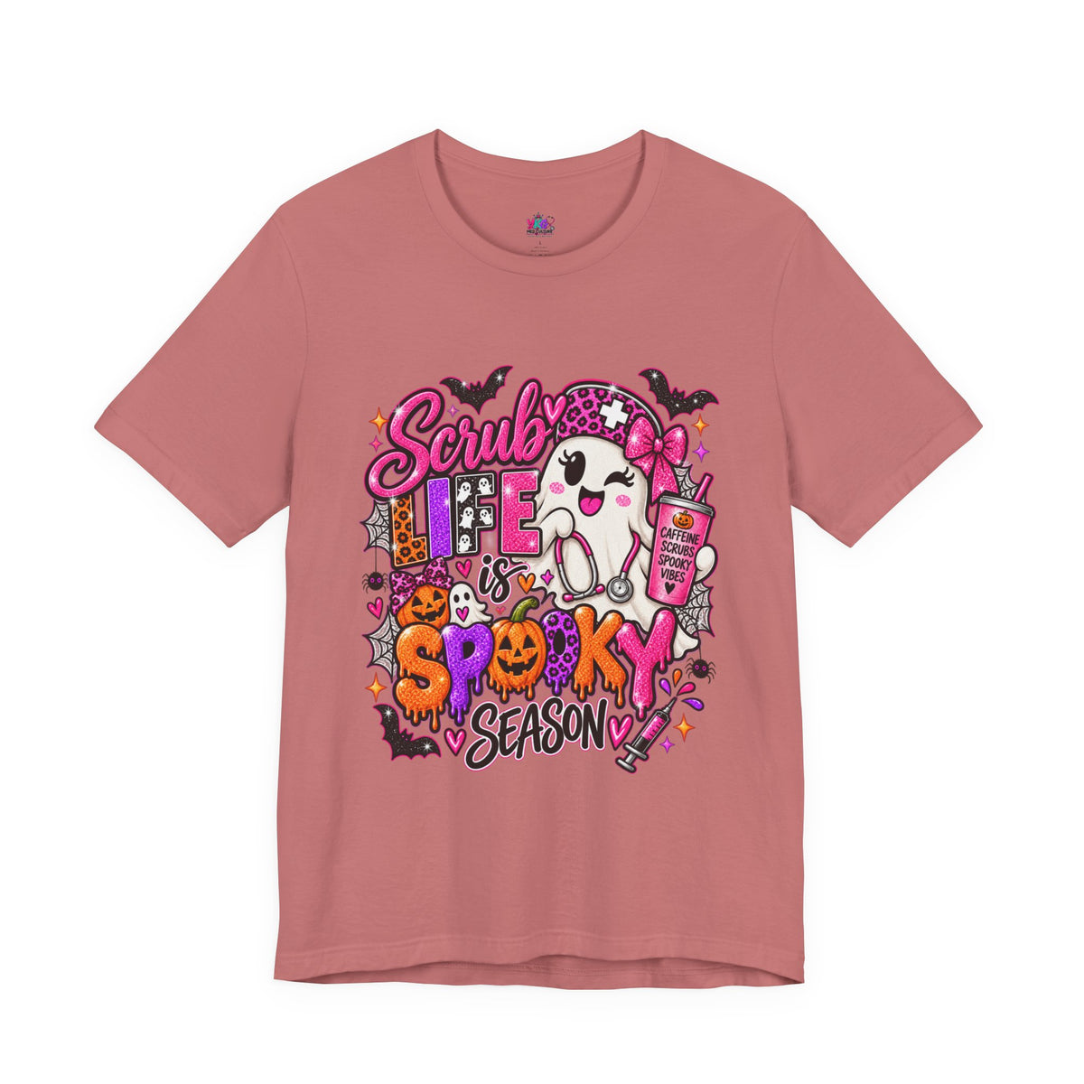 Spooky Season Scrub Life Graphic Tee — Halloween Nurse & Healthcare Cartoon Shirt